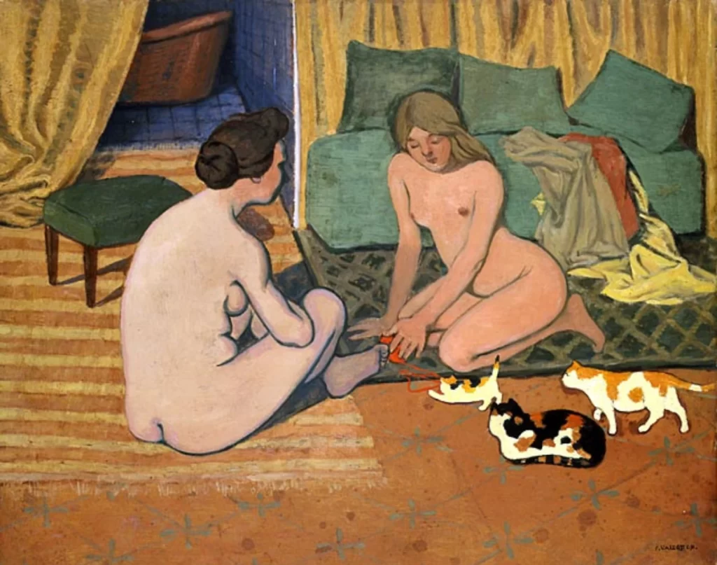 Femmes nues aux chats by Félix Vallotton 