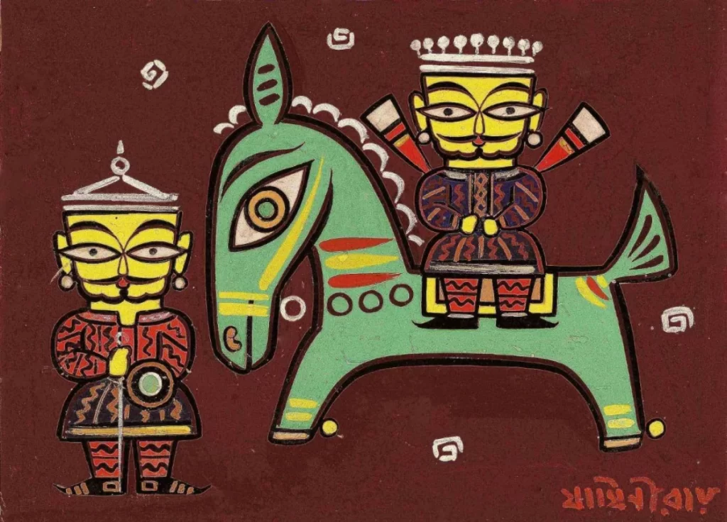 Horse and Rider (1950) by Jamini Roy 