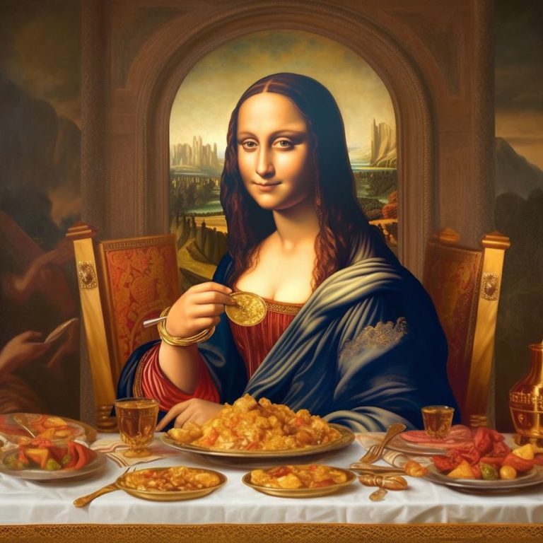 Chef Vikas Khanna’s Version of the Mona Lisa Enjoying Indian Food