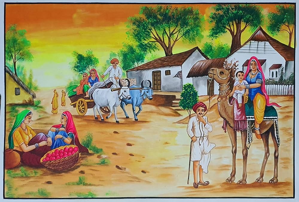 Village Scene Painting