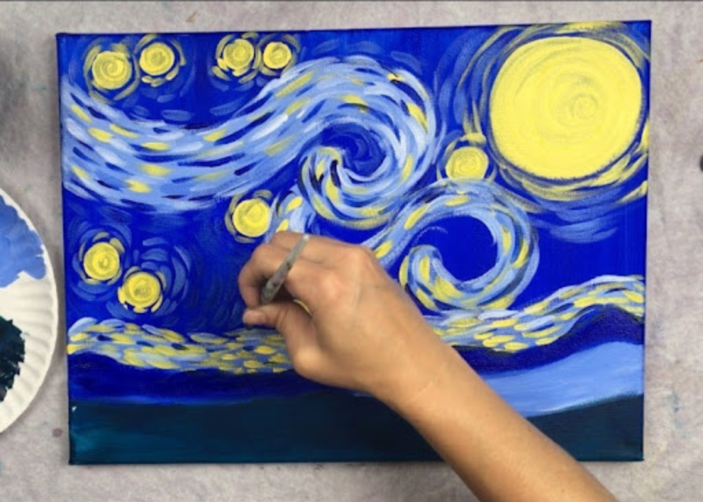 Starry night like Vangogh Painted with Acrylics 