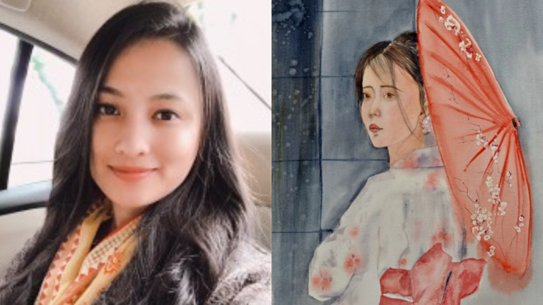 How Does Pragya Gurung Capture Spiritual Tranquility and Emotional Depth in Her Watercolor Art?