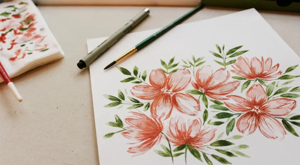 A flower drawn on a paper 