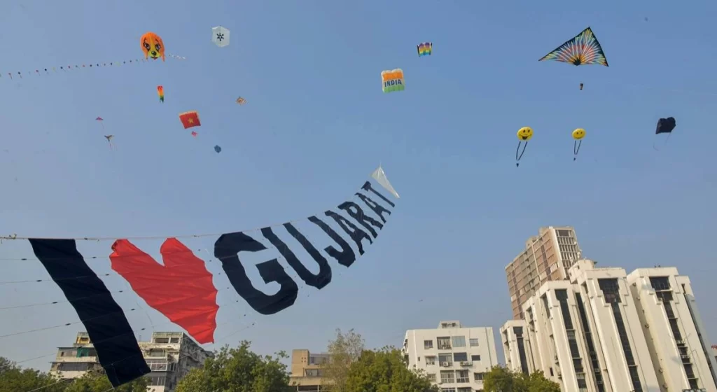 A Kite with 'I Love Gujarat' written on it 