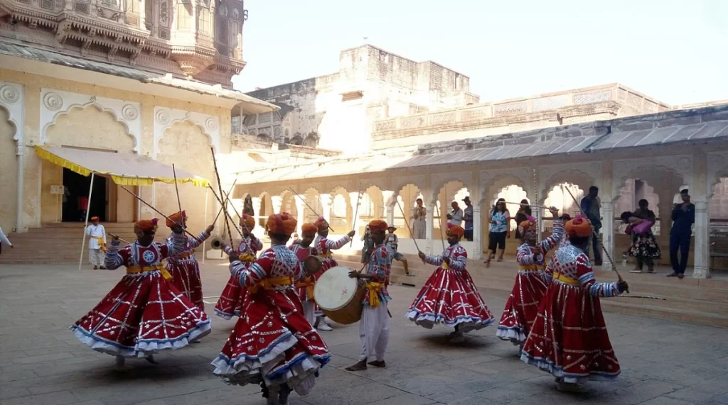 A folk dance performance at Rajasthan International Folk Festival 