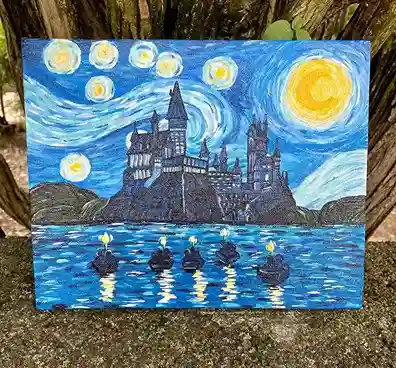 Harry Potter Canvas Art done in Starry Night style 