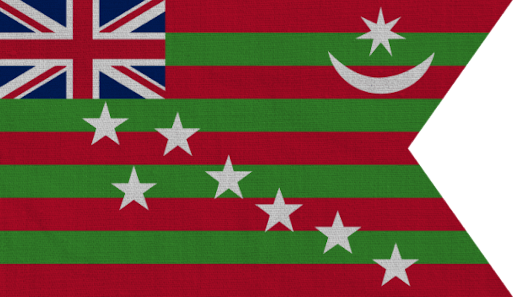 Union Jack and the seven stars in the flag of India
