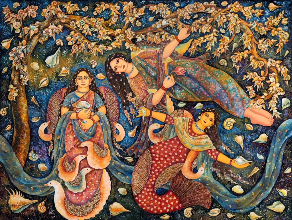 Jayasri Burman, Weeping Grace-7, Oil on Canvas, 72 x 96 inches, 2024