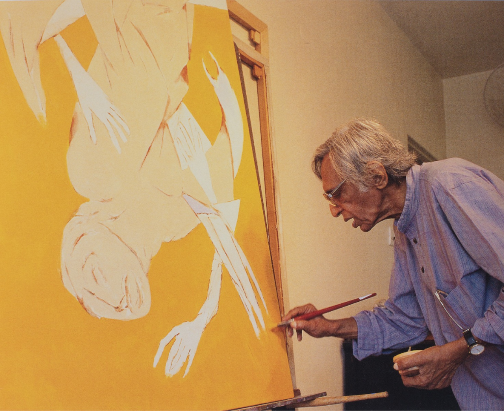 Tyeb Mehta with his painting