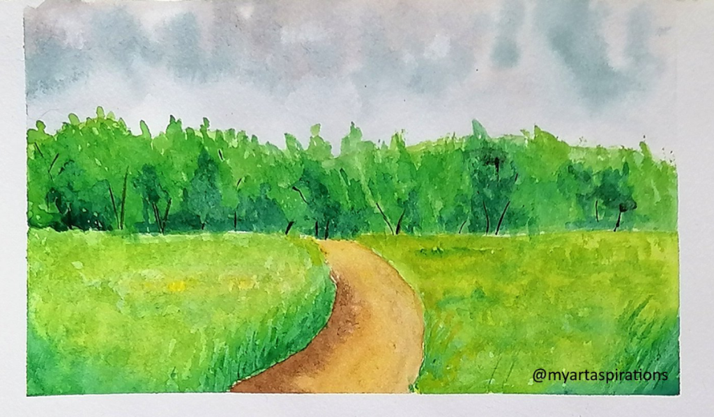 easy landscape painting with watercolor